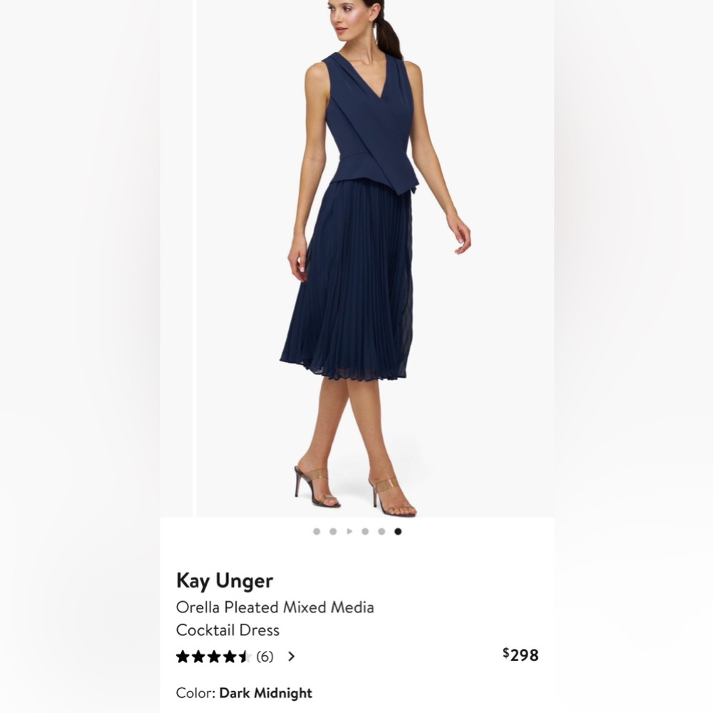 NWOT - Kay Unger Dark Midnight Blue Midi Dress - Size 6